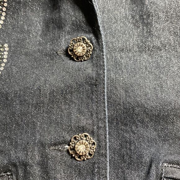 RUSTIC DENIM 100% Cotton Glittered Semi Distressed Women's Denim Jacket -SMALL - Picture 5 of 13